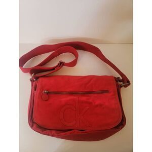 Calvin klein large red canvas shoulder bag